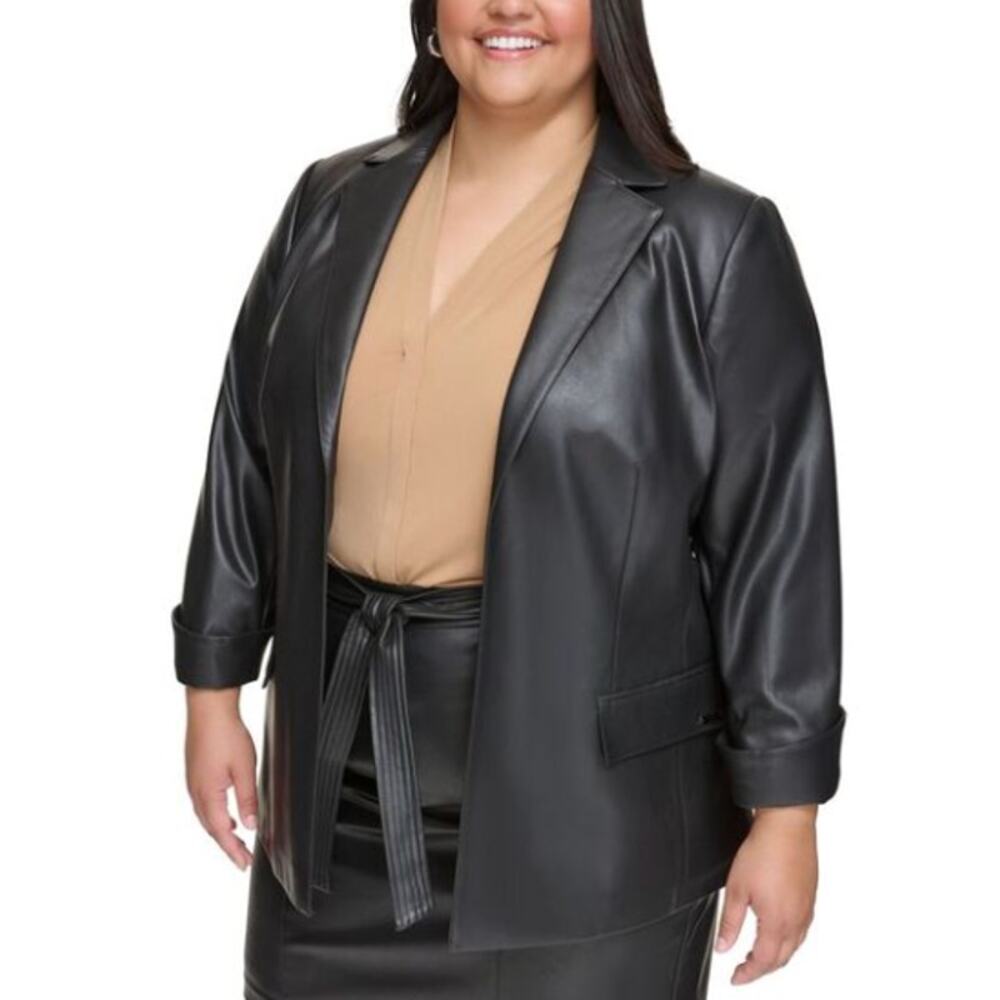 NWT Calvin Klein Faux Leather Open Jacket 16